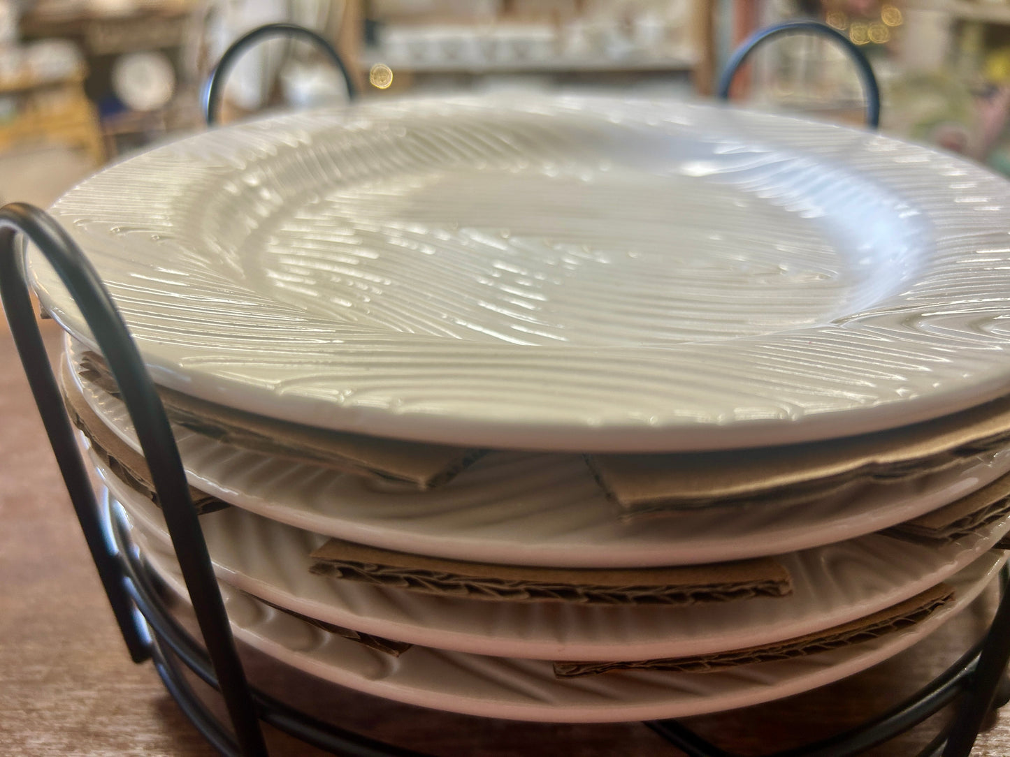 White Temptations NEW Woodland Plates & Rack, 8"
