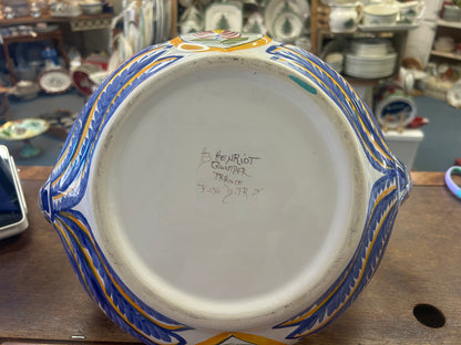 Multicolor Quimper Swan Bowl Basket France, 10"
