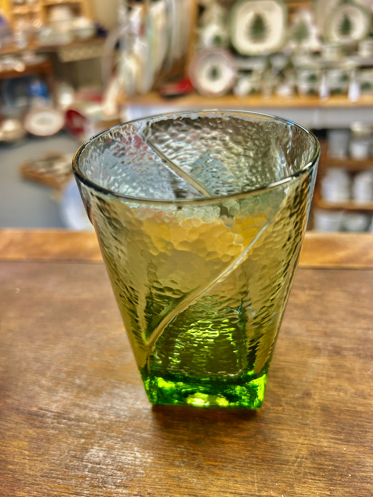 Green Hazel Atlas Pebbletone Avocado Glass, 4 1/4"