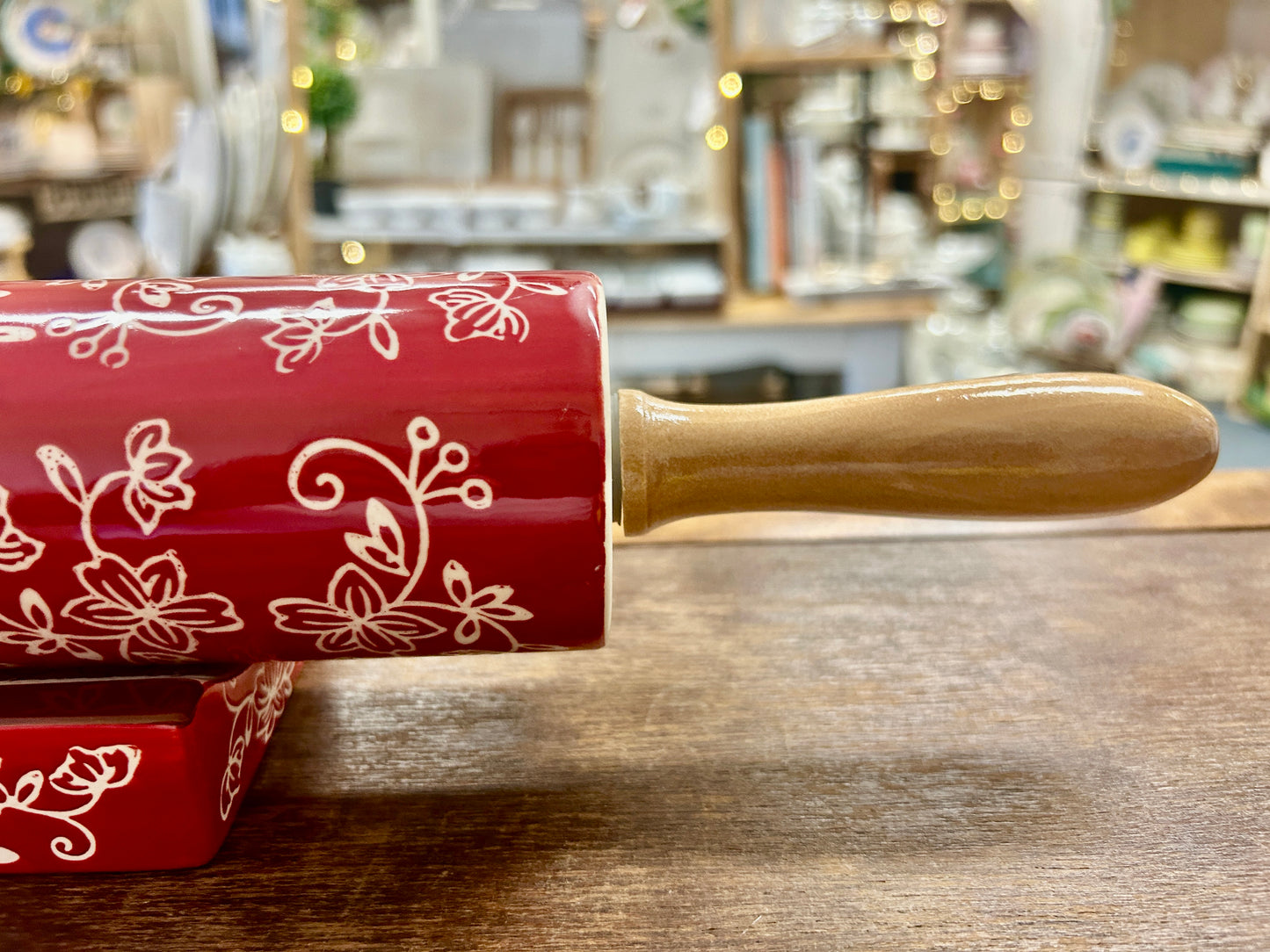 Red Temptations Floral Lace Rolling Pin & Stand, 18"