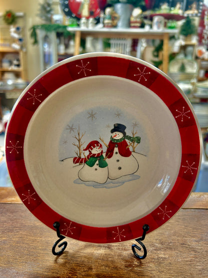 Red Green White Royal Seasons Snowman Plate, 6 1/2"