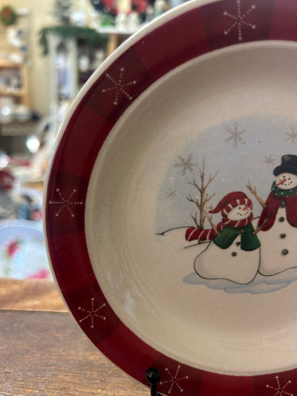 Red Green White Royal Seasons Snowman Plate, 6 1/2"