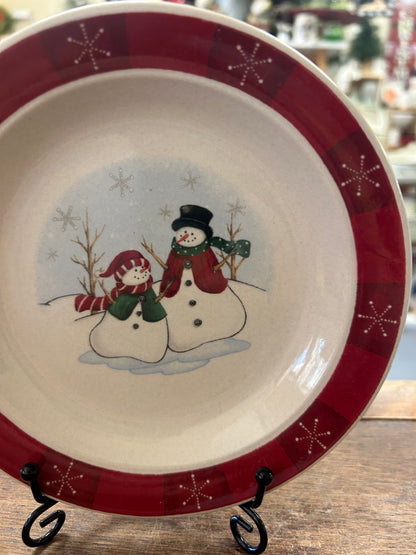Red Green White Royal Seasons Snowman Plate, 6 1/2"