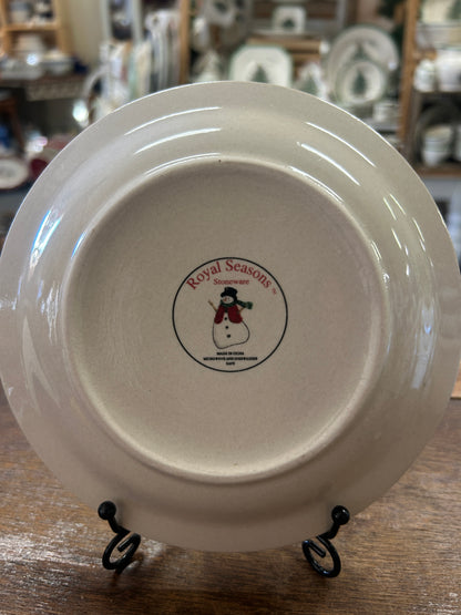 Red Green White Royal Seasons Snowman Plate, 6 1/2"