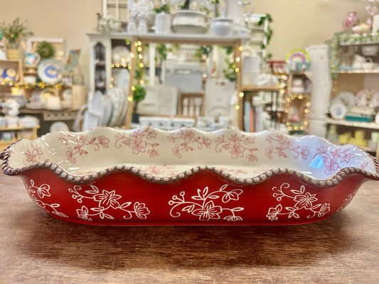 Red Temptations Floral Lace 2 QT Baker, 2 QT