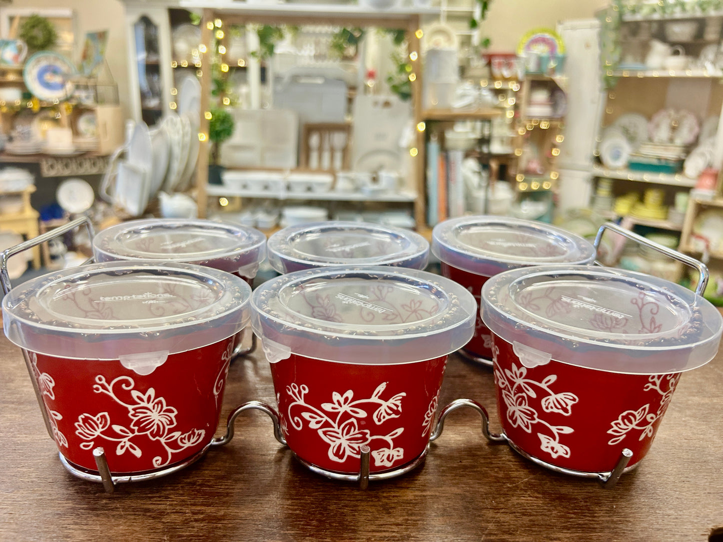 Red Temptations Ramekins, Lids, & Rack, 6 ounces