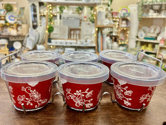Red Temptations Ramekins, Lids, & Rack, 6 ounces