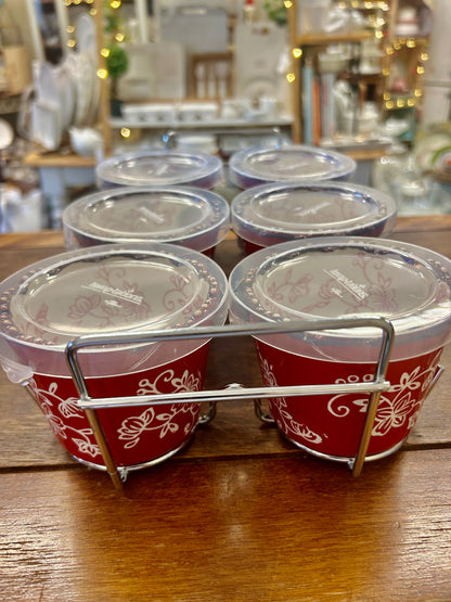 Red Temptations Ramekins, Lids, & Rack, 6 ounces