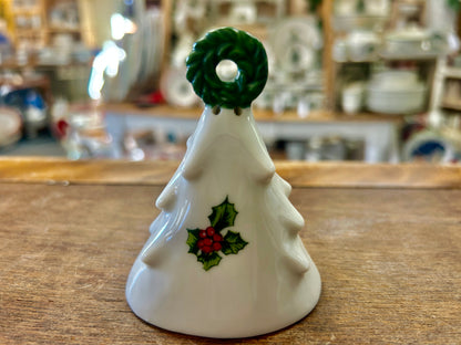 Red Green White Lefton China Christmas Mouse Bell Japan, 3 1/4"