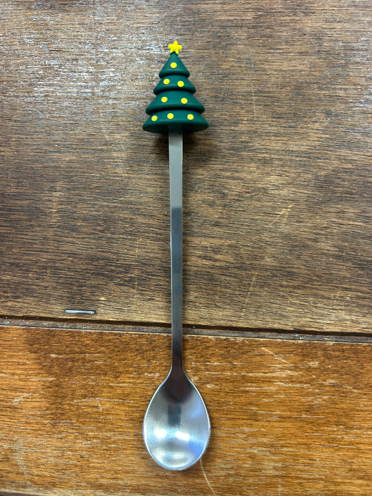 Green NEW Christmas Tree Silver Spoon, 6 1/4"