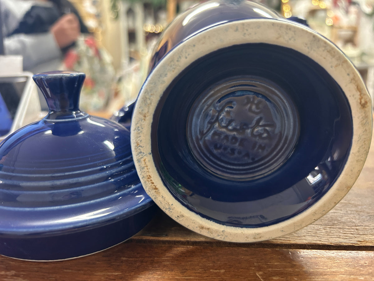 Coffee pot base with maker's mark and lid shown beside it