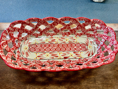 Red Temptations Old World Basket & Napkin, 14"