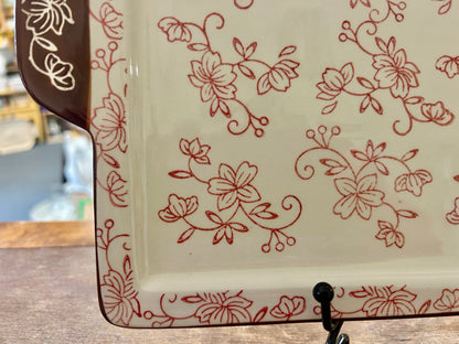 Red Temptations Floral Lace Rectangle Platter, 16"