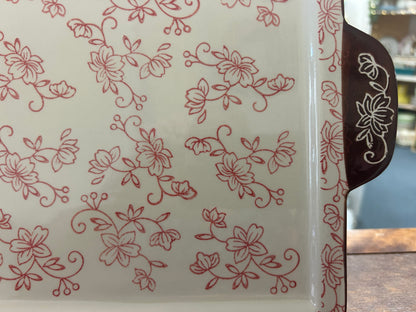 Red Temptations Floral Lace Rectangle Platter, 16"