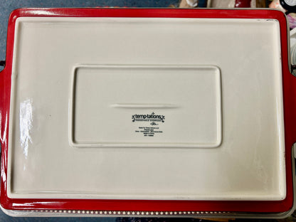 Red Temptations Floral Lace Rectangle Platter, 16"