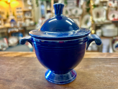Blue Fiestaware Cobalt 2 Handle Sugar Bowl, 5 1/2"