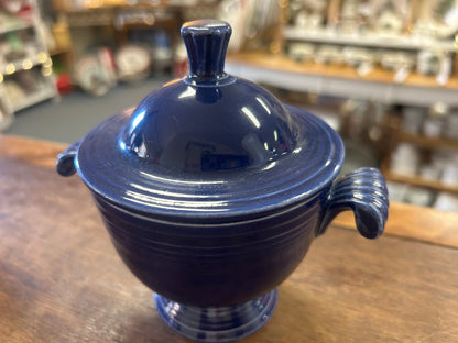 Blue Fiestaware Cobalt 2 Handle Sugar Bowl, 5 1/2"