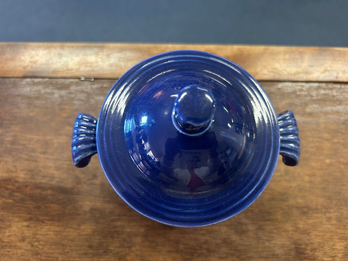 Blue Fiestaware Cobalt 2 Handle Sugar Bowl, 5 1/2"
