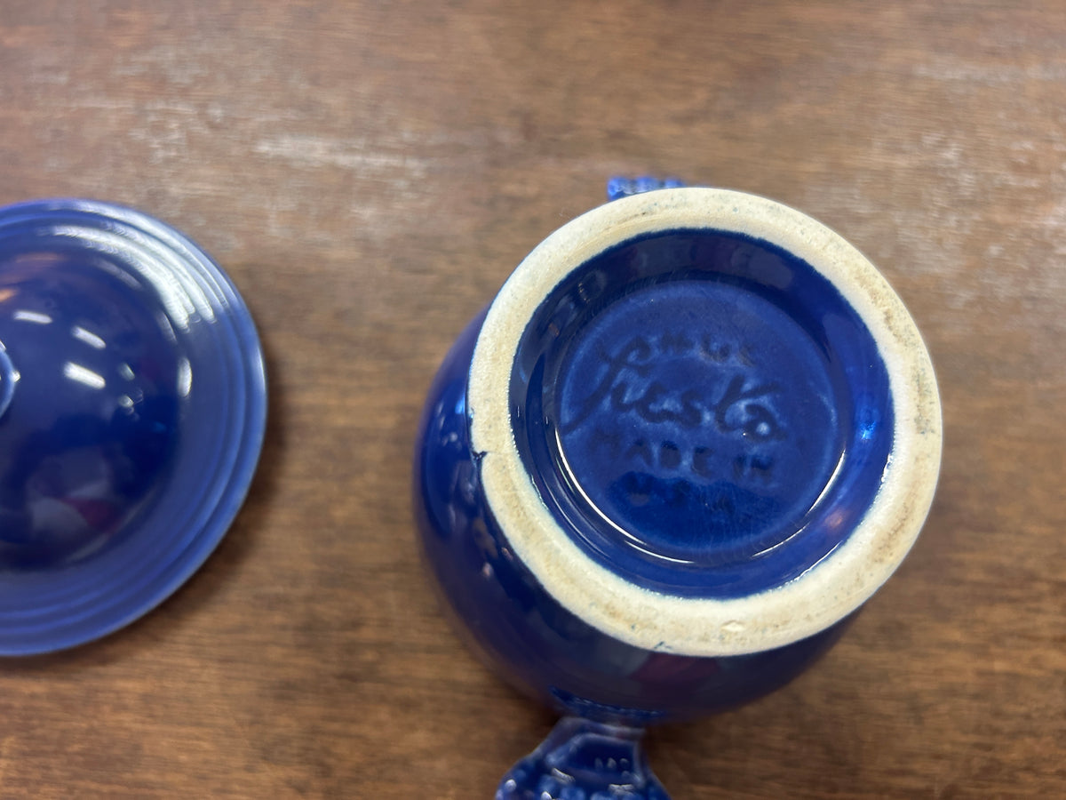 Blue Fiestaware Cobalt 2 Handle Sugar Bowl, 5 1/2"