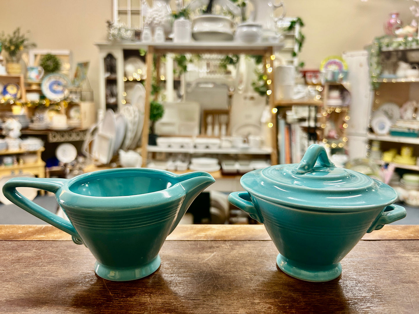 Blue Fiestaware Vintage Sugar & Creamer