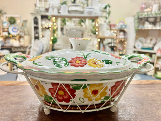 Multicolor Temptations Floral Embroidery Baker & Rack, 12"