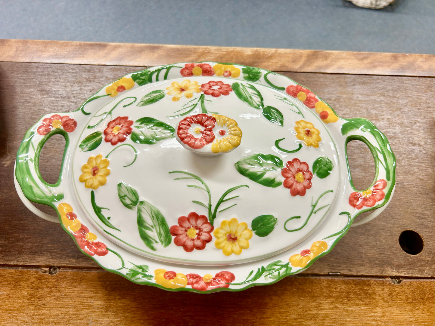 Multicolor Temptations Floral Embroidery Baker & Rack, 12"