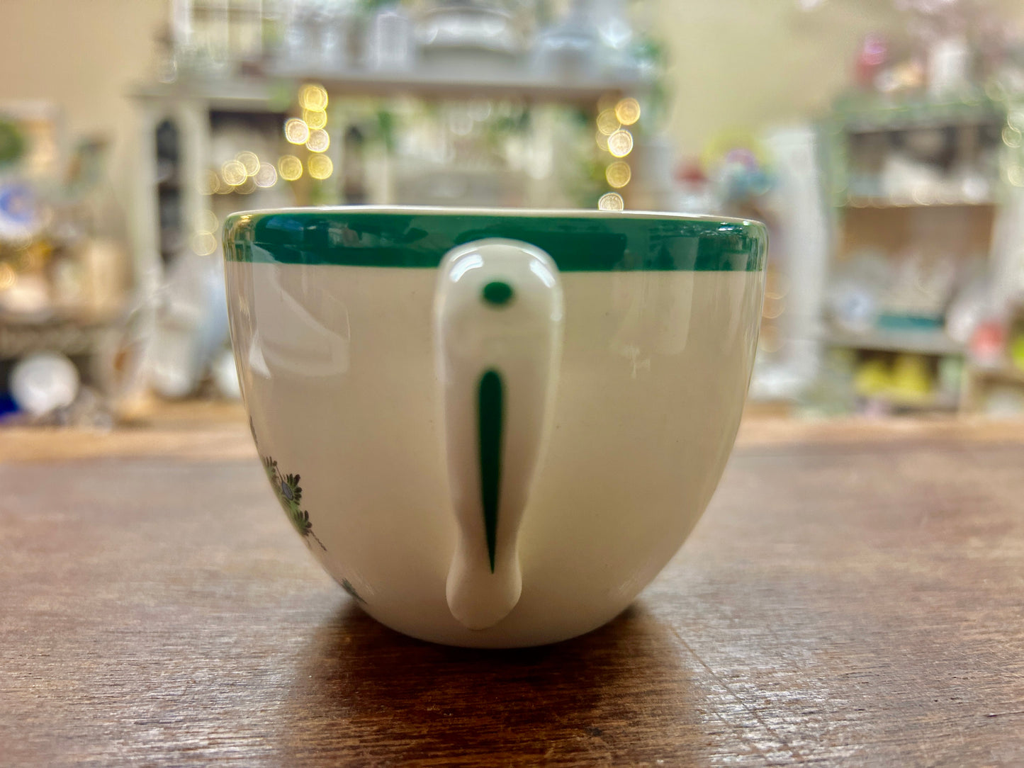 Red Green White Spode Christmas Tree Mug England, 2 1/2"