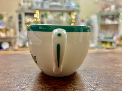 Red Green White Spode Christmas Tree Mug England, 2 1/2"