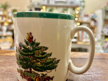 Red Green White Spode Christmas Tree Mug England, 3 1/2"