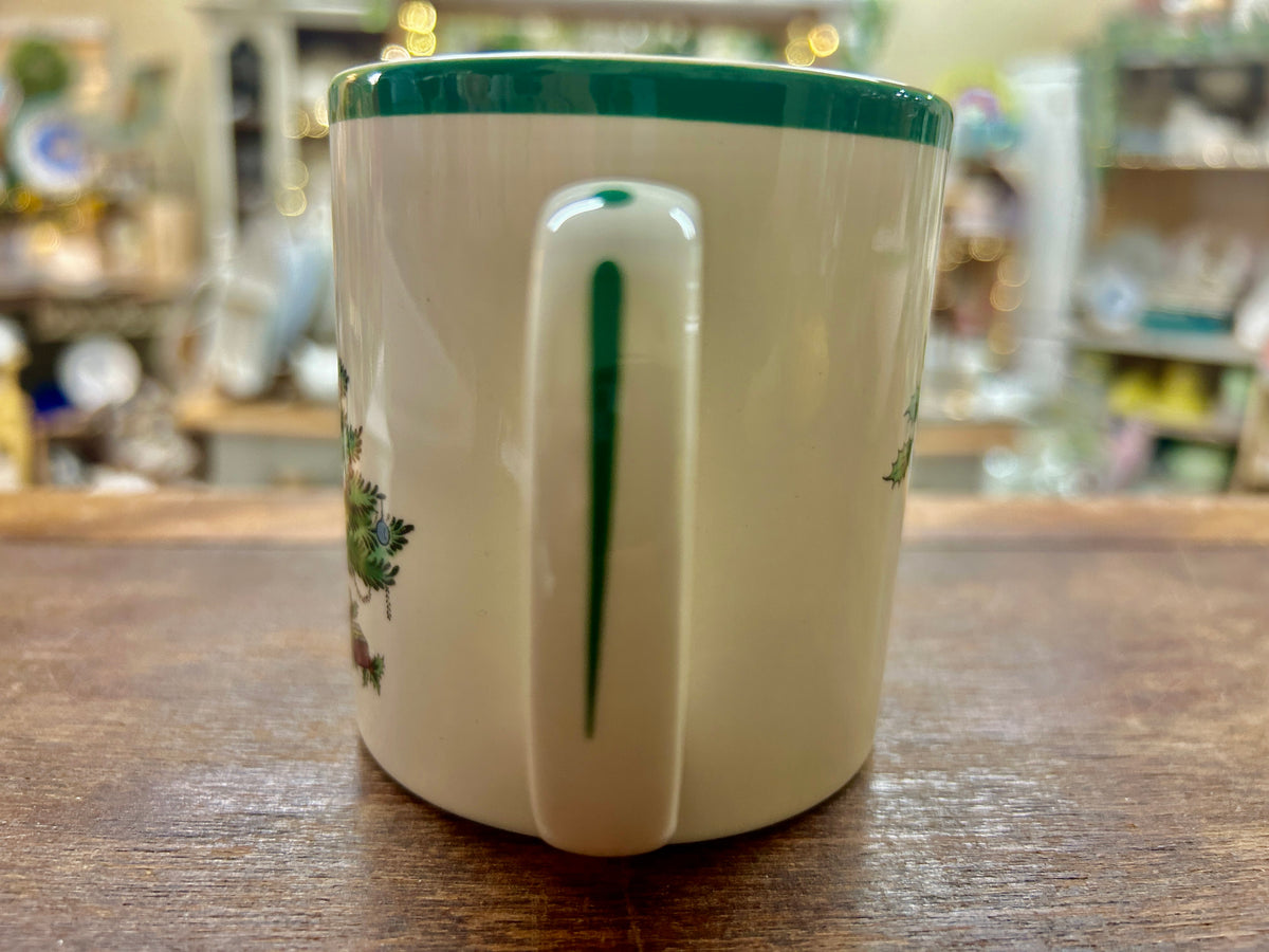Red Green White Spode Christmas Tree Mug England, 3 1/2"