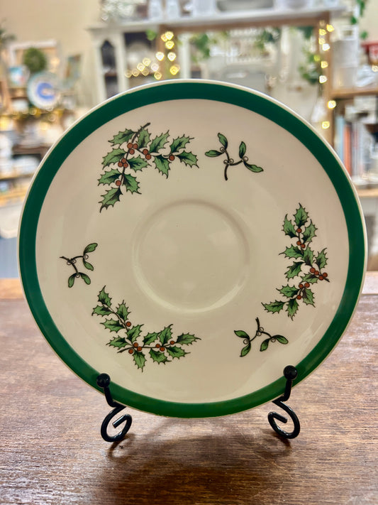 Red Green White Spode Christmas Tree Plate, 5 1/2"