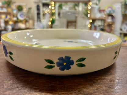 Yellow & Blue Crock Shop Blue Flowers Bowl, 10"