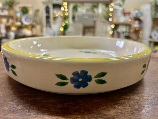 Yellow & Blue Crock Shop Blue Flowers Bowl, 10"
