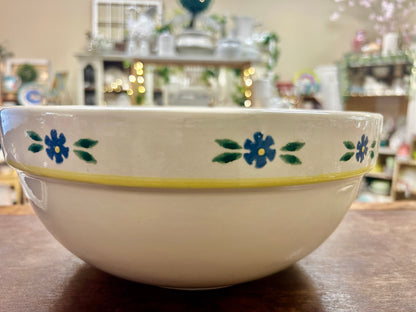 Yellow & Blue Crock Pot Blue Flowers Bowl, 11 3/4"