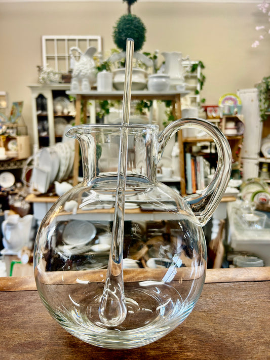 TIFFANY Clear Pitcher & Stirrer, 9"