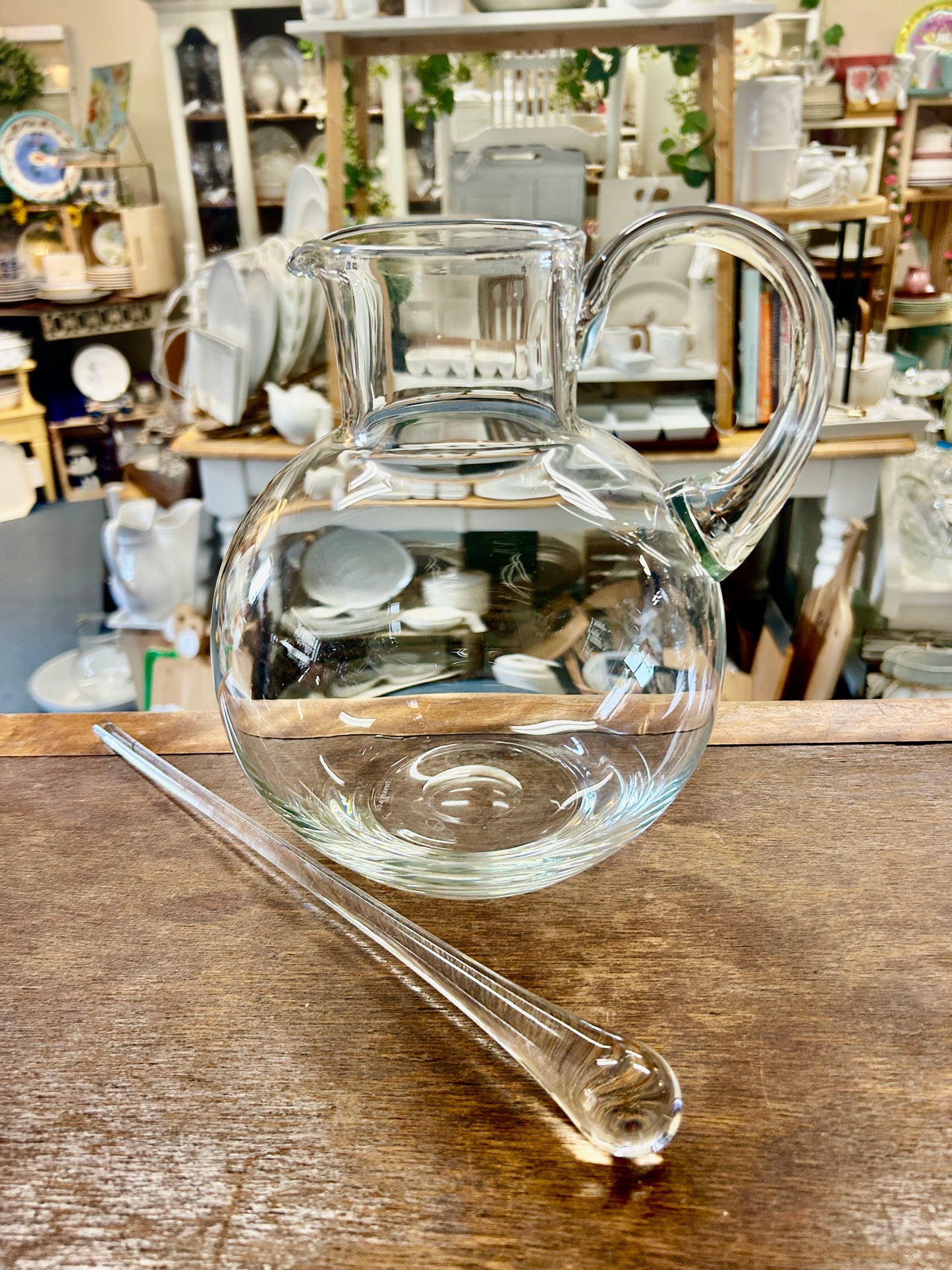 TIFFANY Clear Pitcher & Stirrer, 9"