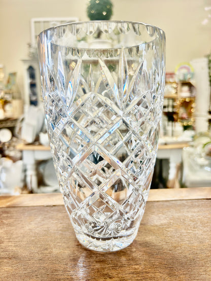 Clear Ceskci Czech Pineapple Cut Vase, 8"