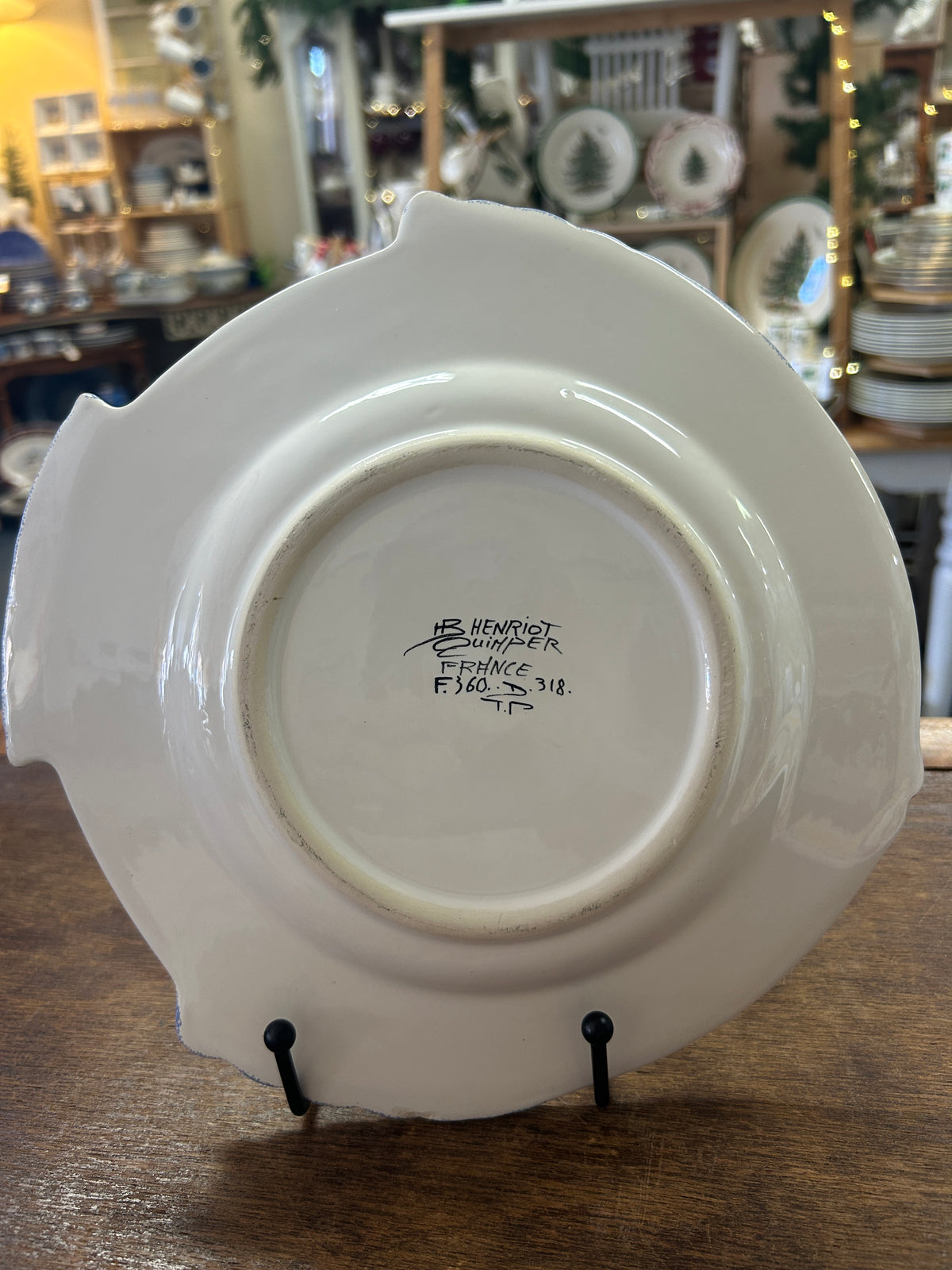 Back of Quimper ceramic plate with maker's mark
