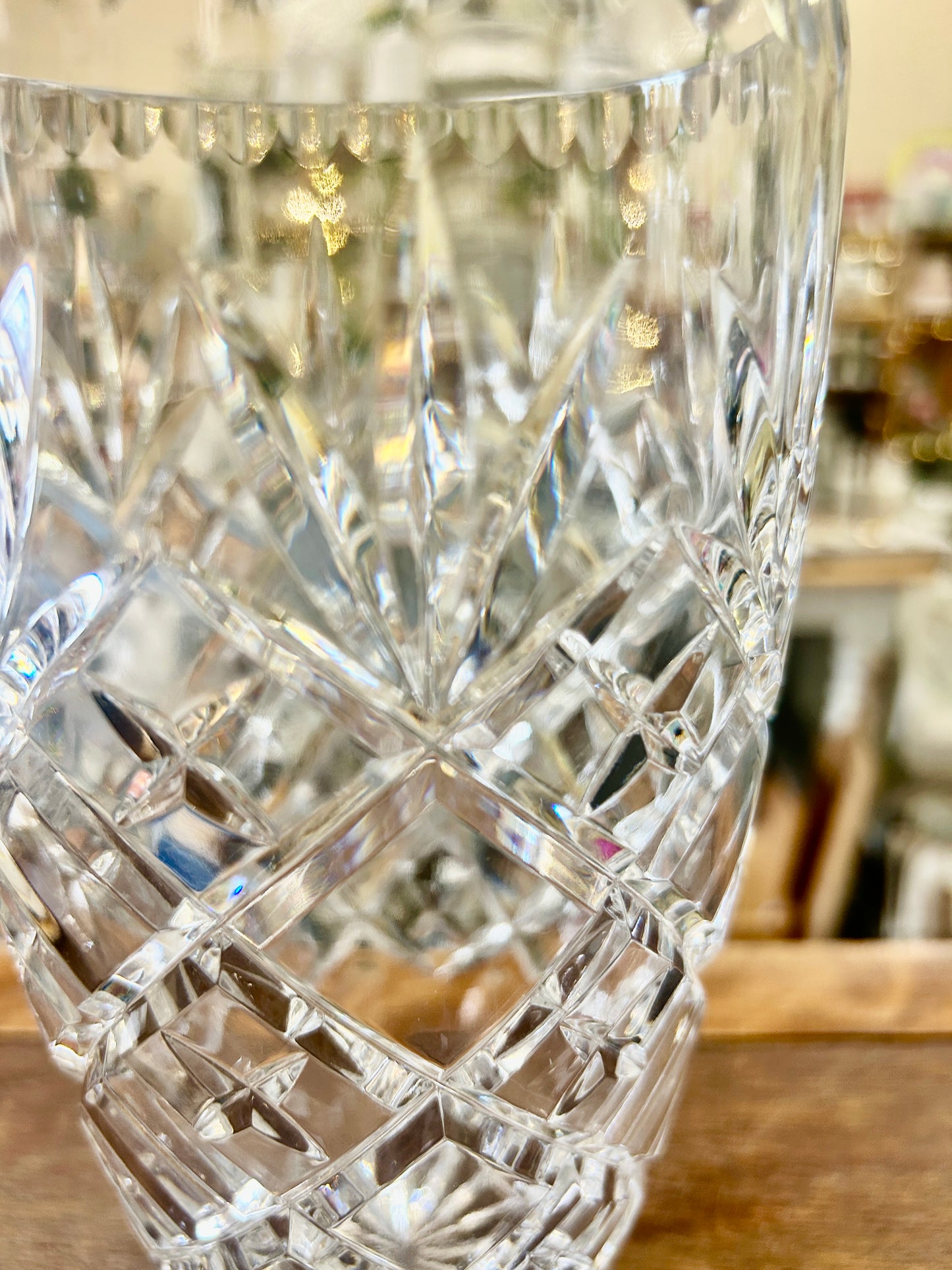 Clear Ceskci Czech Pineapple Cut Vase, 8"