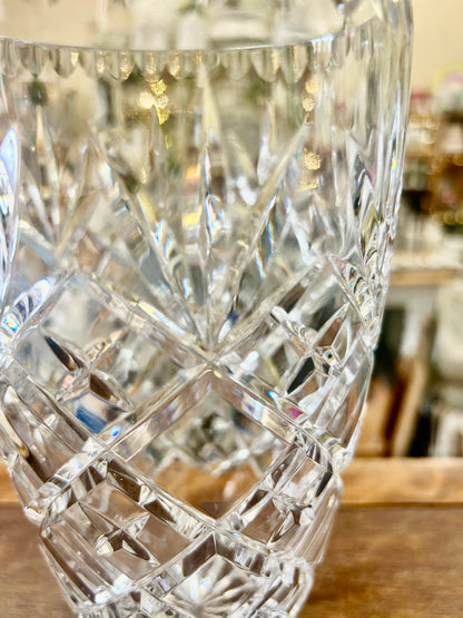 Clear Ceskci Czech Pineapple Cut Vase, 8"