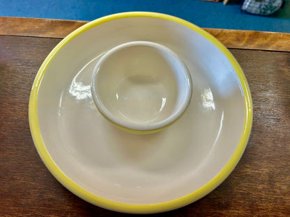 Blue & Yellow Crock Shop Blue Flower Chip & Dip, 10"