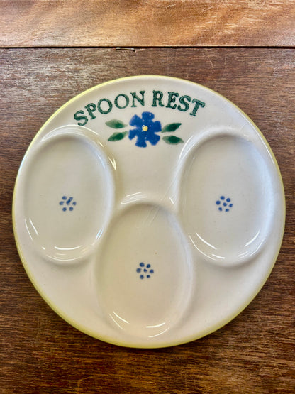 Blue & Green Crock Shop Blue Flowers Spoon Rest, 6"