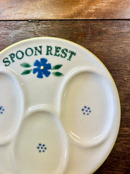 Blue & Green Crock Shop Blue Flowers Spoon Rest, 6"