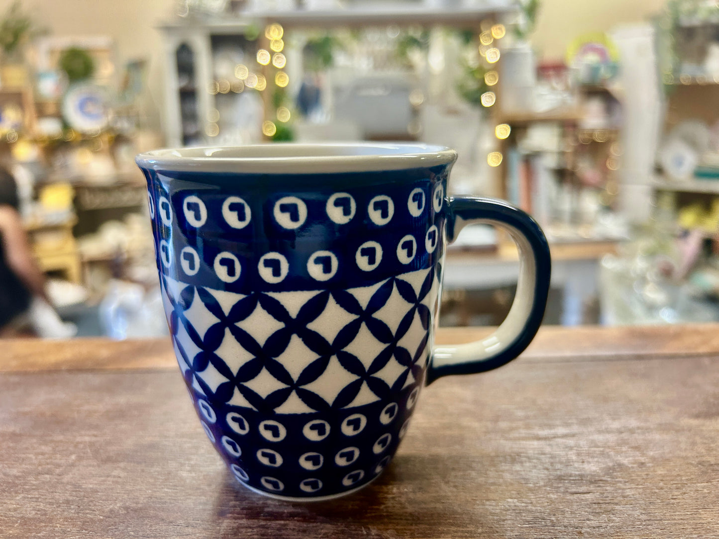 Blue Boleslawiec Polish Pottery Mug, 3 3/4"