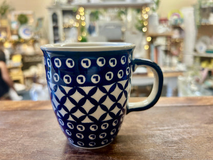 Blue Boleslawiec Polish Pottery Mug, 3 3/4"