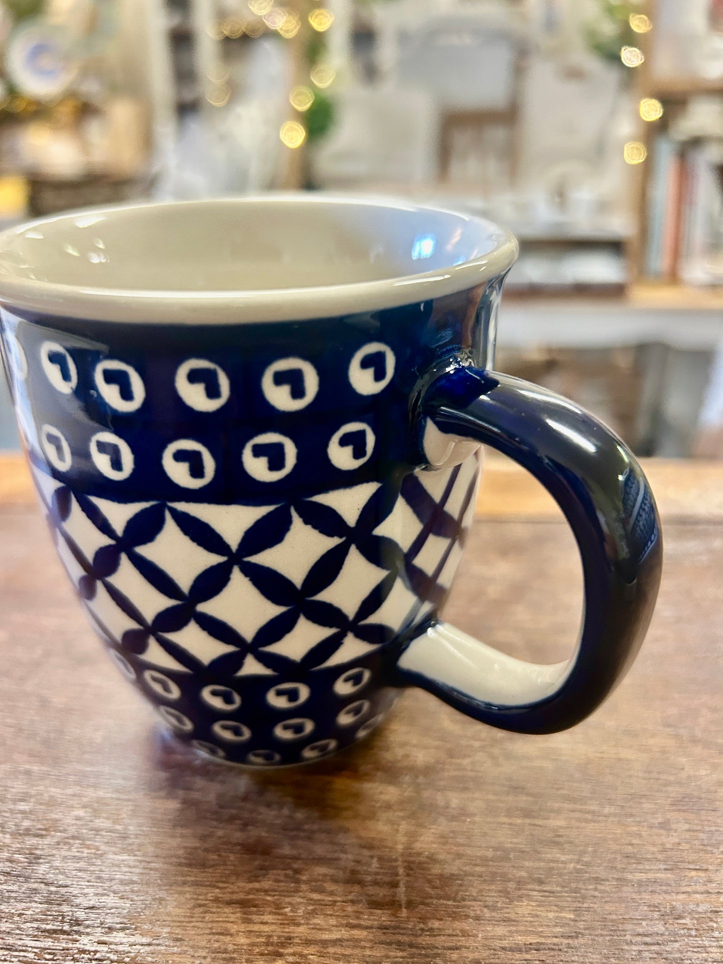 Blue Boleslawiec Polish Pottery Mug, 3 3/4"