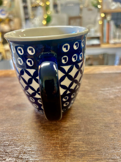 Blue Boleslawiec Polish Pottery Mug, 3 3/4"