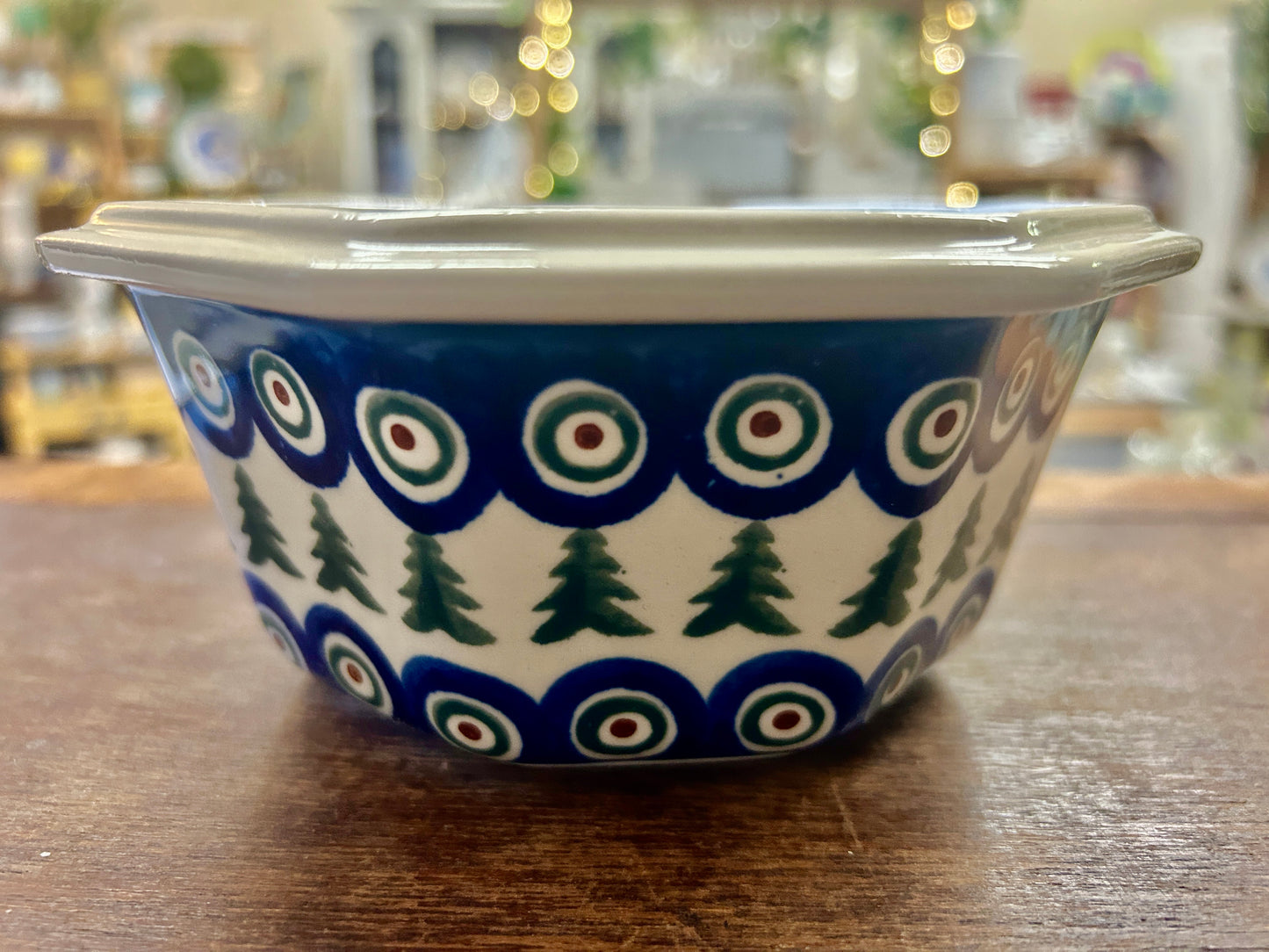 Blue & Green Boleslawiec Octagon Tree Bowl, 6 1/2"