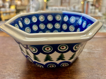 Blue & Green Boleslawiec Octagon Tree Bowl, 6 1/2"