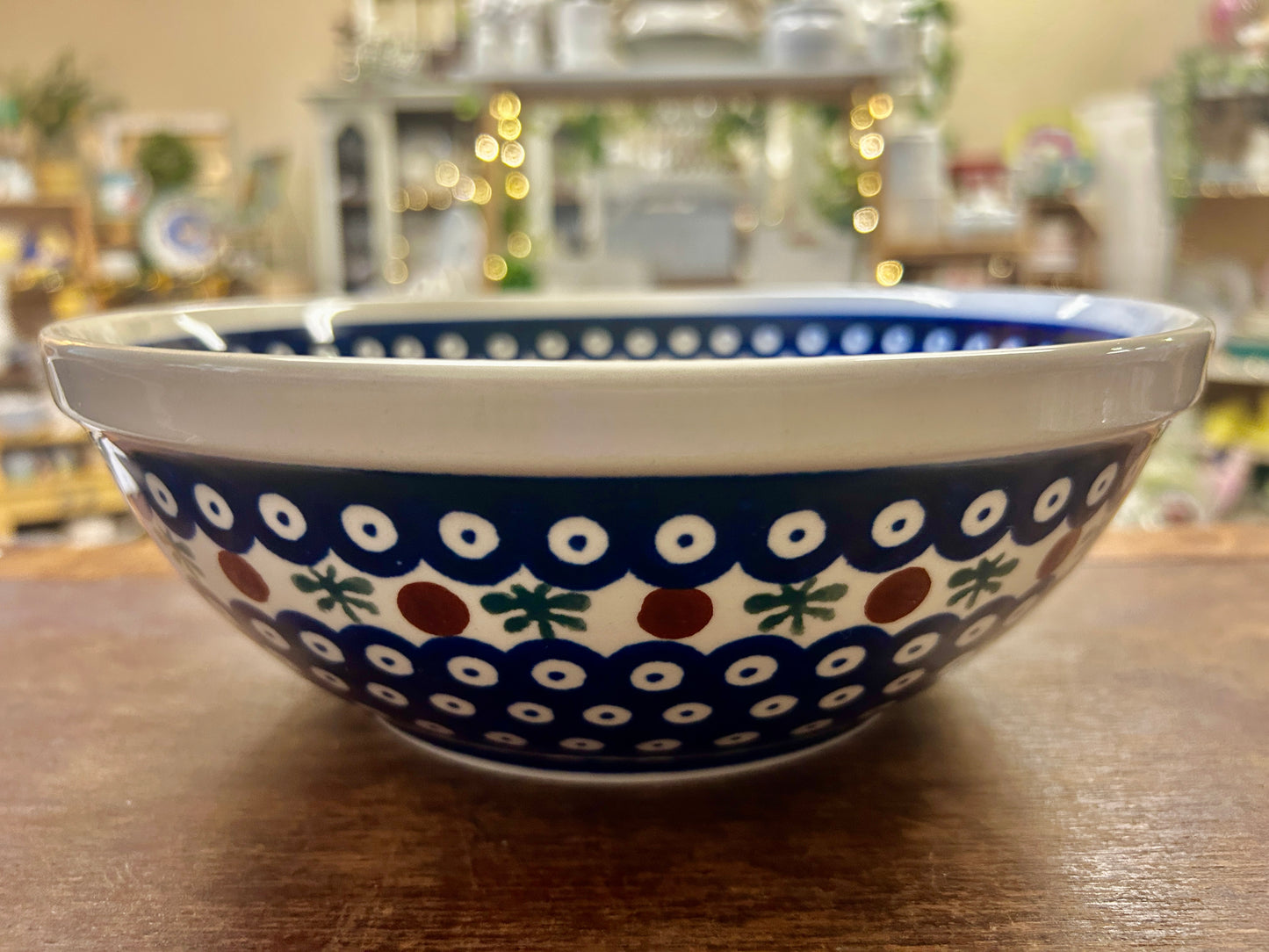 Blue & Green Boleslawiec Polish Pottery Nature Bowl, 9 1/2"